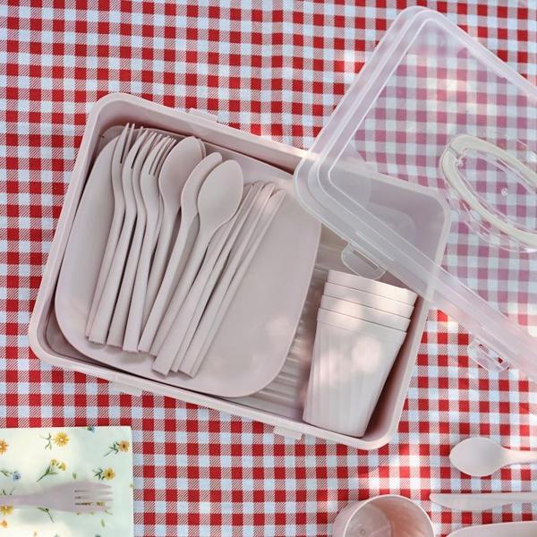 Karaca Container Rocca 32 Parça Piknik Seti Pembe - Image 1