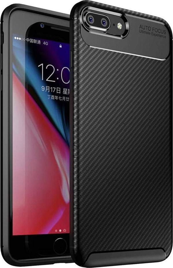 iPhone 7/8 Plus Uyumlu Kamera Korumalı Darbe Önleyici Carbon Brushed Silikon Kılıf - Image 1