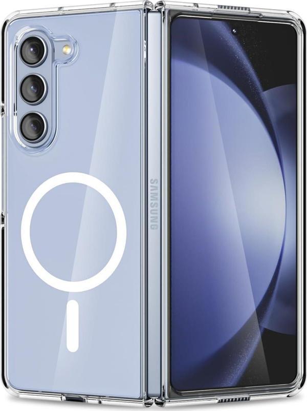 Samsung Galaxy Z Fold 6 Uyumlu Kamera Korumalı Magsafe Wireless Şarj Özellikli Şeffaf Silikon Kılıf - Image 1