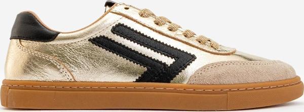 DERİCLUB Kadın Günlük Bağcıklı Spor Ayakkabı Gerçek Deri SANDRA ALTIN/SİYAH - Image 1