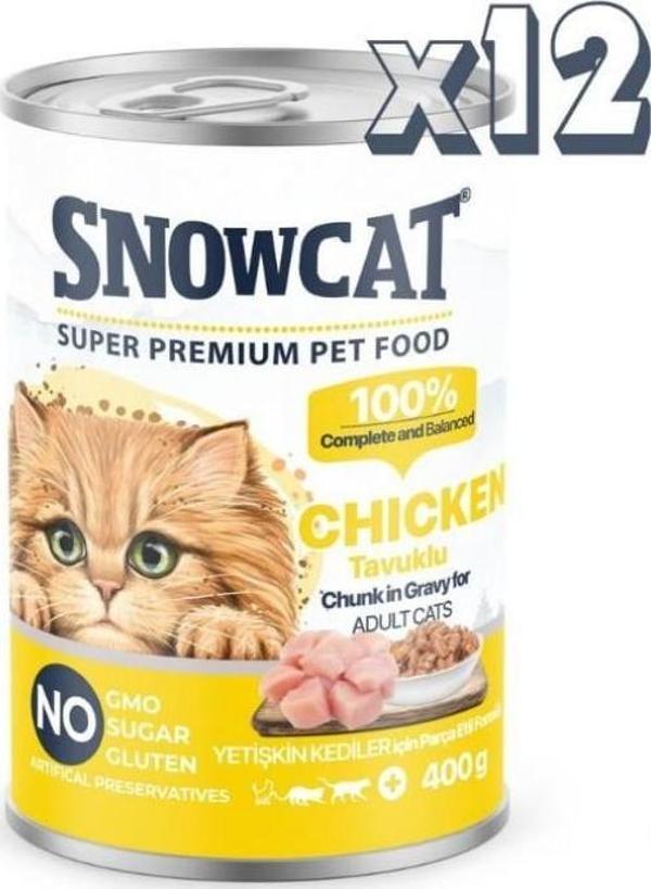 Snow Cat Premium Parça Etli Tavuklu Kedi Konservesi 12 Adet*400 G - Image 1