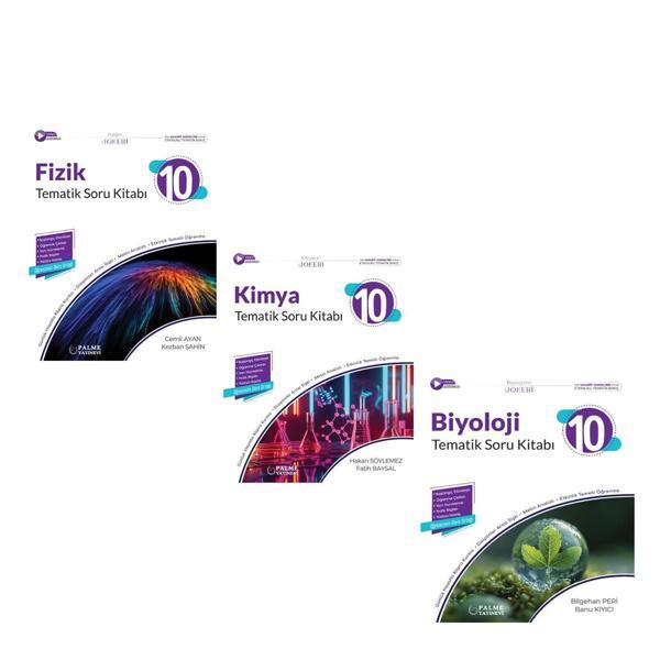 Palme Yayınları 10. Sınıf Fizik Kimya ve Biyoloji Tematik Soru Bankası Seti 3 Kitap - Palme Yayınları - Image 1