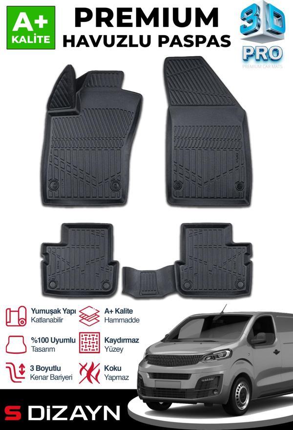 S-Dizayn Fiat Scudo 3D Pro Havuzlu Paspas 2022 Üzeri A+ Kalite - Image 1