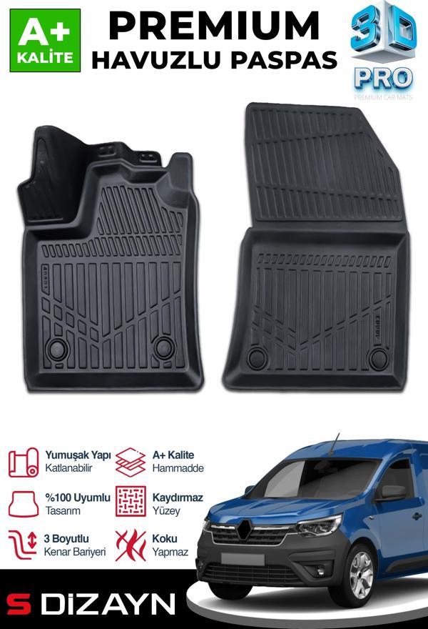 S-Dizayn Renault Express Panelvan 3D Pro Havuzlu Paspas Ön 2'Li 2021 Üzeri A+ Kalite - Image 1