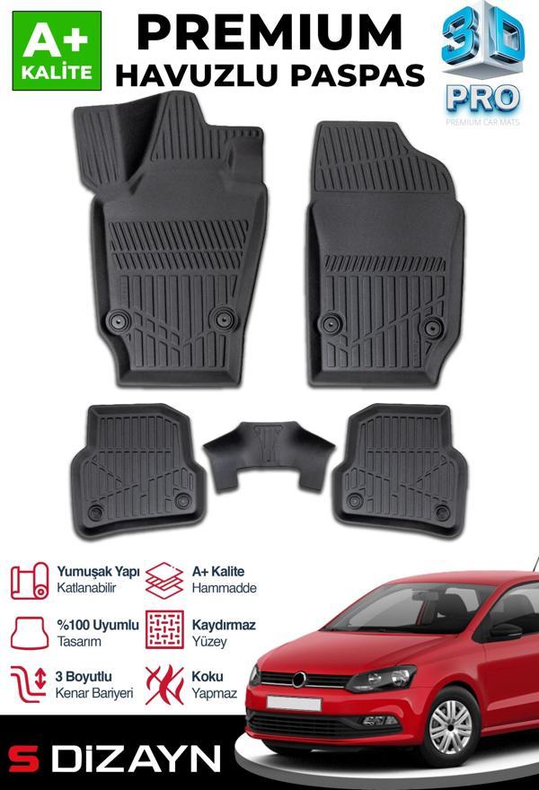 S-Dizayn VW Polo 4 3D Pro Havuzlu Paspas 2002-2009 A+ Kalite - Image 1