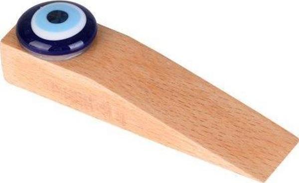 Nazar Boncuklu Ahşap Kapı Stoperi 1 Adet Kapı Tutucu Durdurucu - Image 1