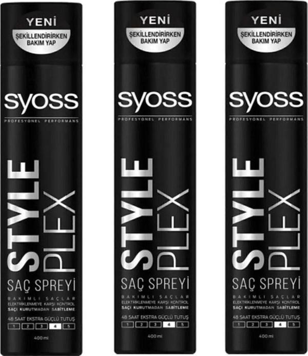 Syoss Style Plex Saç Spreyi Saç Şekillendirici 400 ml x 3 Adet - Image 1