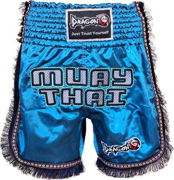 DragonDo MT3020 Apache Muaythai Şortu Turkuaz Püsküllü Muay Thai Şortu - Image 1