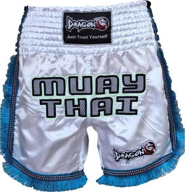 DragonDo MT3020 Apache Muaythai Şort Beyaz Püsküllü Muay Thai Şortu - Image 1