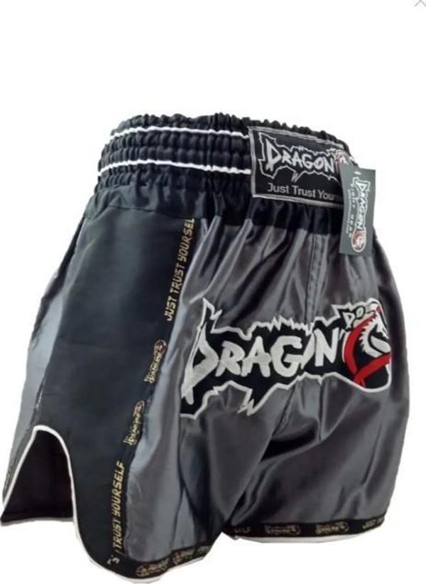 DragonDo MT3075 Retro NEO Kick Boks Şortu Muay Thai Şort Antrasit - Image 1