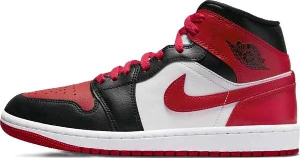 Nike Air Jordan 1 Mid Leather Sneaker Hakiki Deri Bilekli Günlük Spor Ayakkabı Kırmızı Beyaz - Image 1