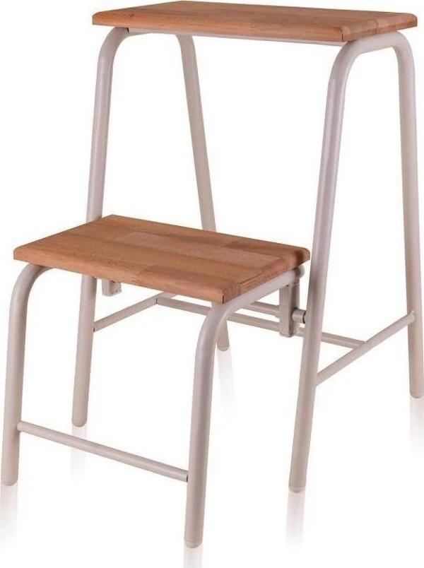 The Mia Ahşap 2 Basamaklı Tabure Merdiven GRİ GLV0751 - Image 1