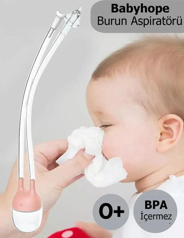 BabyHope Bebek ve Çocuk Burun Temizleme Aspiratörü - Yenidoğan 0-10 Yaş Pembe - Image 1