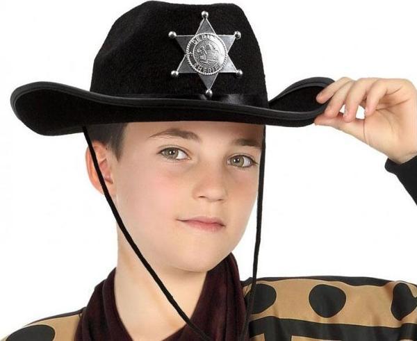 Çocuk Kovboy Şapkası Sheriff Şapkası Siyah Renk - Image 1