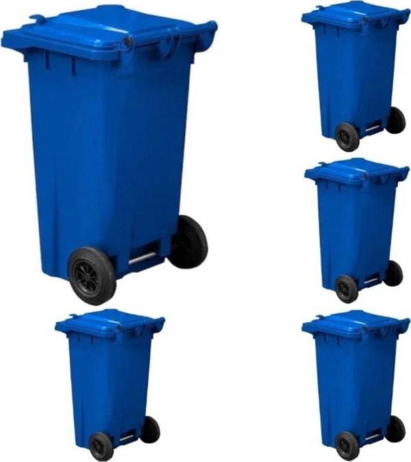 Elcy 120 Lt 5 Adet Mavi Plastik Çöp Konteyneri Isıya Karşı Dayanıklı - Image 1