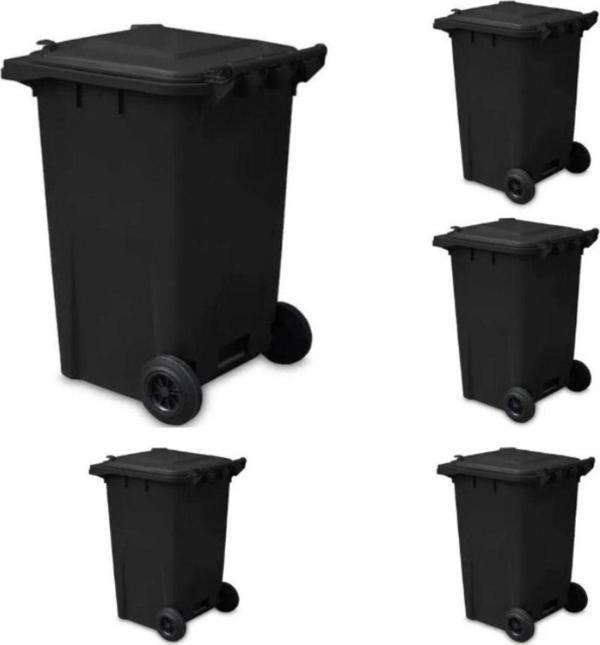 Elcy 240 Lt 5 Adet Siyah Plastik Çöp Konteyneri Isıya Karşı Dayanıklı - Image 1