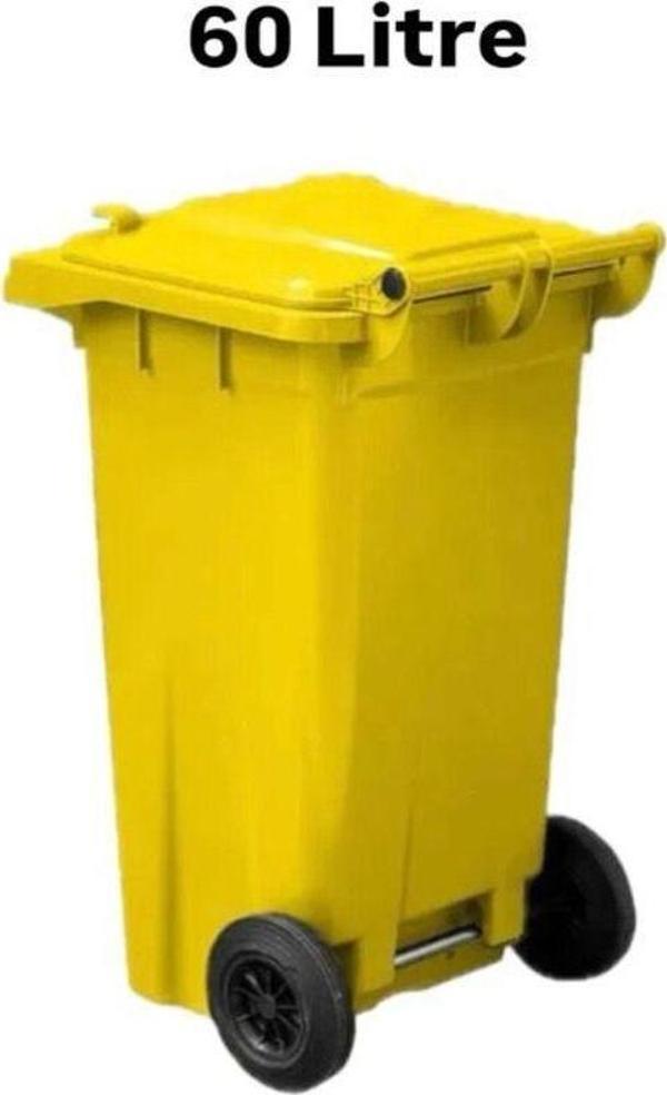 Elcy 60 Lt Plastik Çöp Konteyneri Sarı -Isıya Karşı Dayanıklı - Image 1
