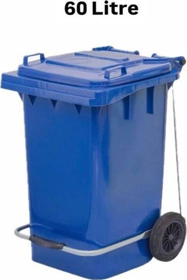 Elcy 60 Lt Plastik Pedallı Çöp Konteyneri Mavi -Isıya Karşı Dayanıklı - Image 1