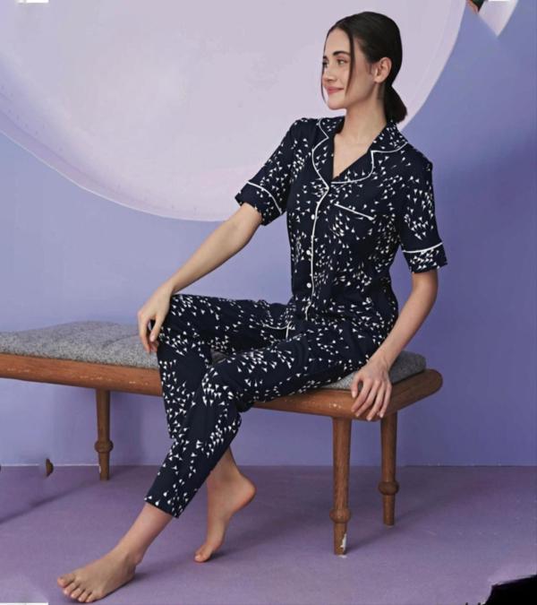 Miss Klein Kadın Büyük Beden Gömlek Yaka Pamuklu Likralı Kısa Kol Pijama Takımı 1130 - 1 Adet - Image 1