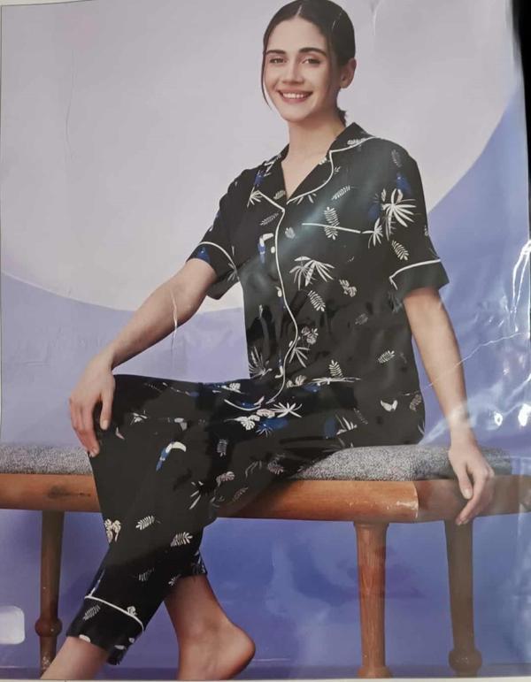 Miss Klein Kadın Büyük Beden Gömlek Yaka Pamuklu Likralı Kısa Kol Pijama Takımı 1138 - 1 Adet - Image 1