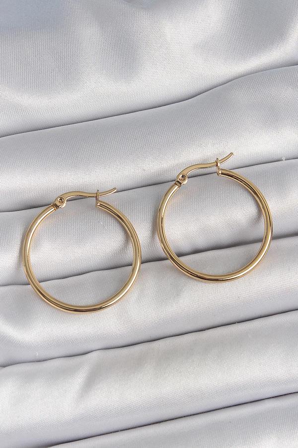 Gold Renk 27 mm Halka Model Kadın Küpe - EBJ250520W34059 - Image 1