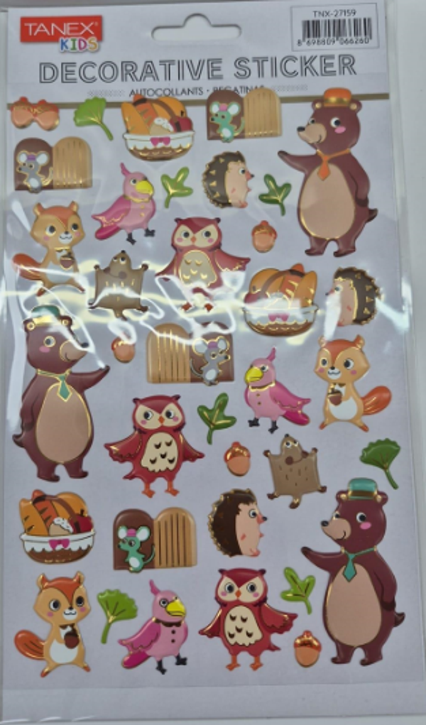 Tanex Puffy Mutlu Orman Hayvanları Serisi Stickers Tnx-27159 - Image 1