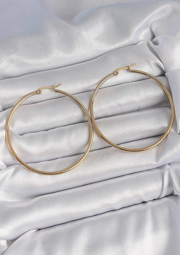 Gold Renk 53 mm Halka Model Kadın Küpe - EBJ250520W34062 - Image 1