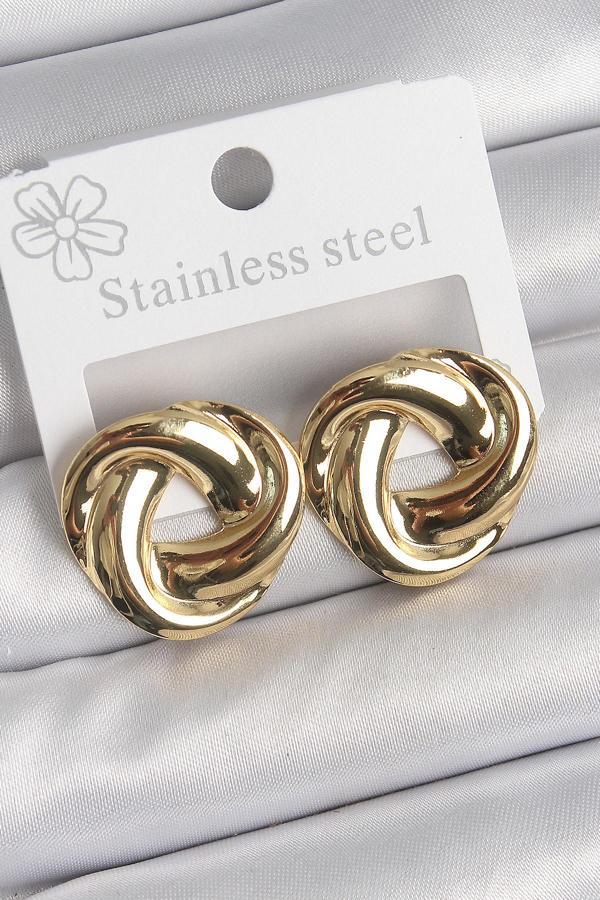 Gold Renk Düğüm Halka Model Kadın Küpe - EBJ250520W34073 - Image 1