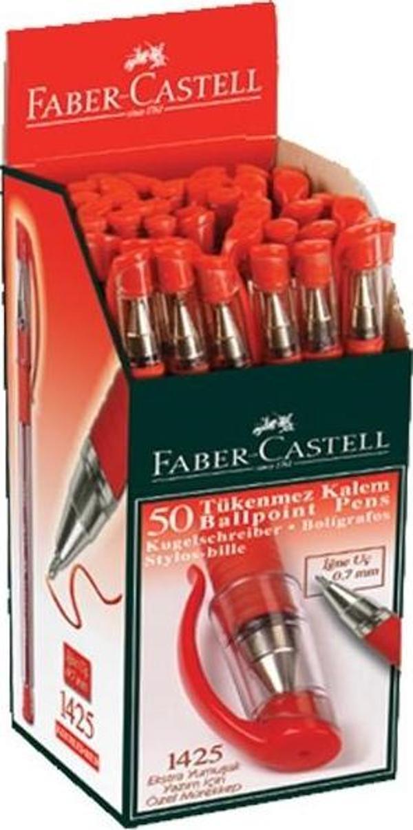 Faber-Castell Tükenmez Kalem İğne Uç Kırmızı 1425 (50 Li Paket) - Image 1