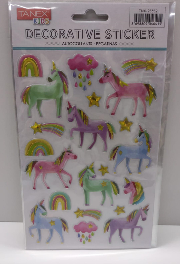 Tanex Sevimli Unicorn Serisi Puffy Etiketi Stickers Tnx-25352 - Image 1