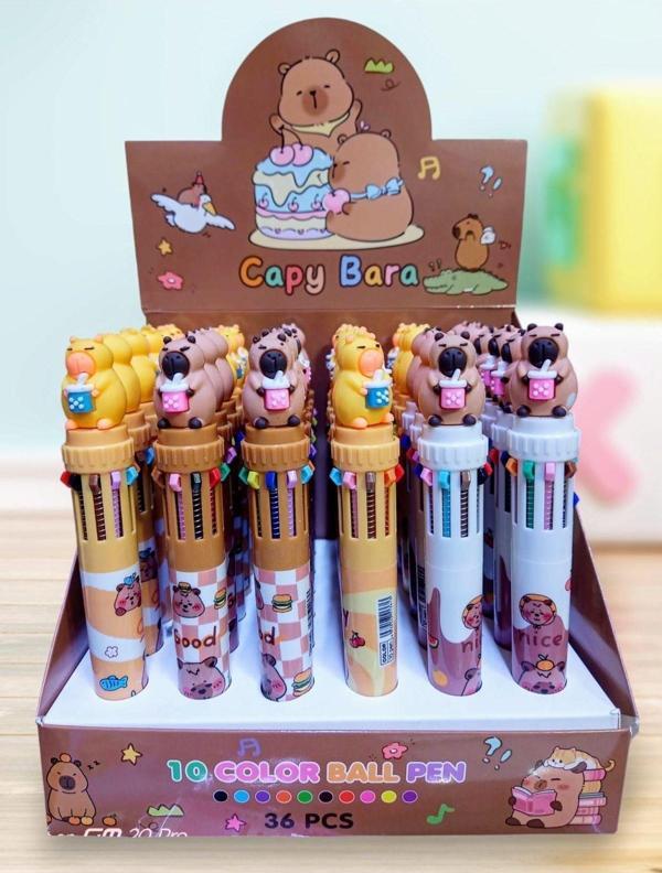 Unick Color Tükenmez Kalem Capybara Tepeli 10 Renk 8611 (30 Lu Paket) - Image 1