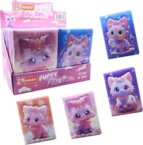 Mikro Not Defteri Puffy Cute Cat Pf-120 (Karışık Renk 1 Adet) - Image 1