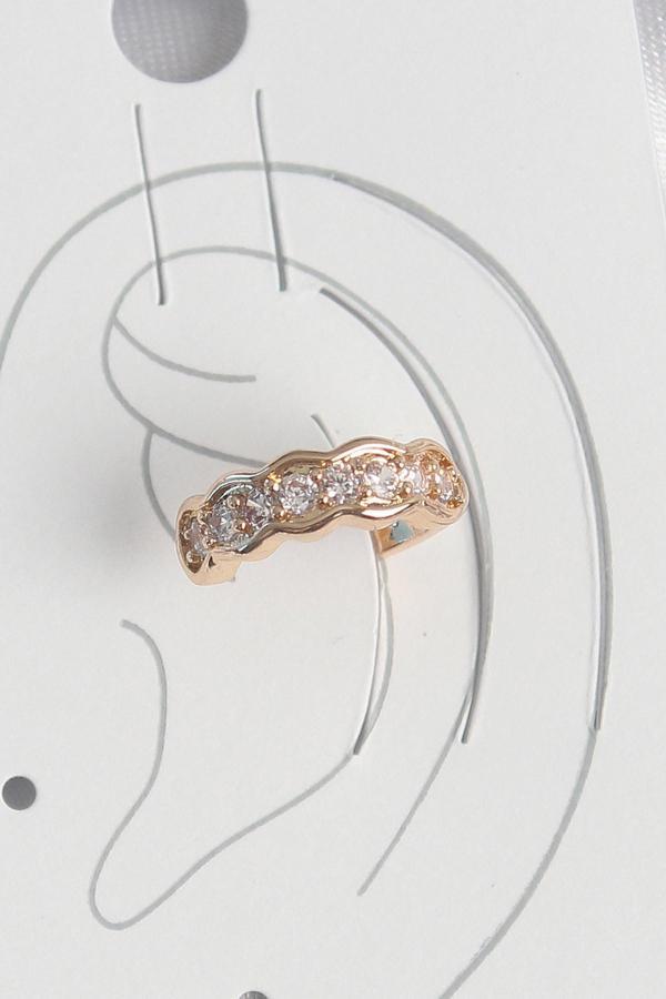 Pirinç Gold Renk Zirkon Taşlı Kadın Kıkırdak Küpe - EBJ250522W34189 - Image 1