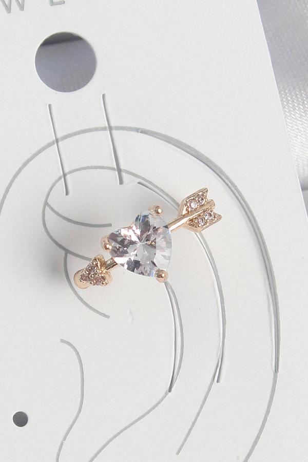 Pirinç Gold Renk Zirkon Taşlı Kalp Ok Model Kadın Kıkırdak Küpe - EBJ250522W34194 - Image 1