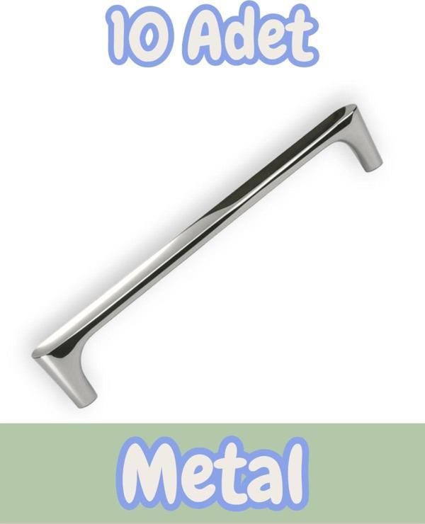Saray Ağır Alüminyum Metal Lüks Modern Mobilya Çekmece Mutfak Dolabı Kulpu Krom 160mm (10 Adet) - Image 1