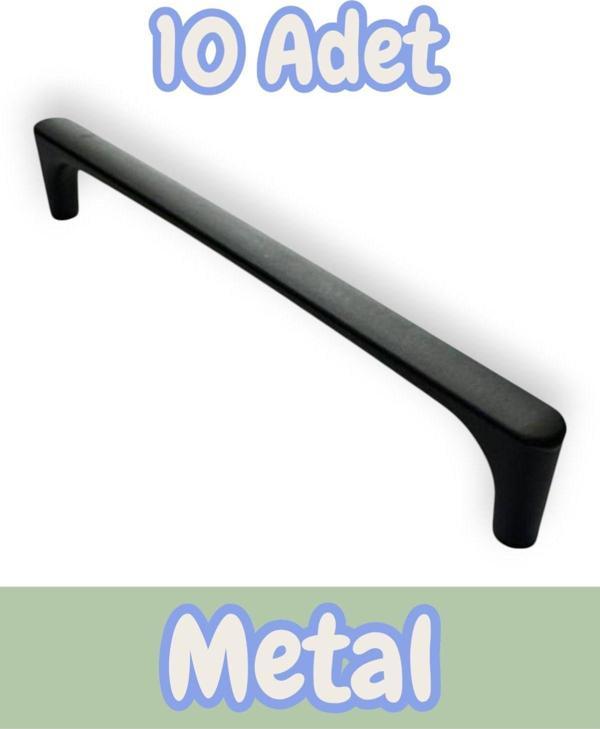 Saray Ağır Alüminyum Metal Lüks Modern Mobilya Çekmece Mutfak Dolabı Kulpu Siyah 160mm (10 Adet) - Image 1