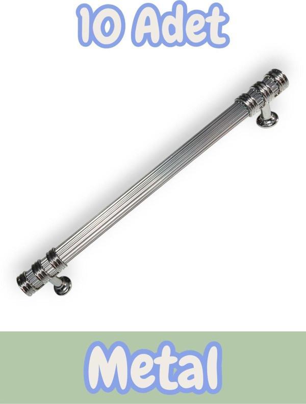 Çizgili Nesli Alüminyum Metal Lüks Modern Mobilya Çekmece Mutfak Dolabı Kulpu Krom (10 Adet) - Image 1