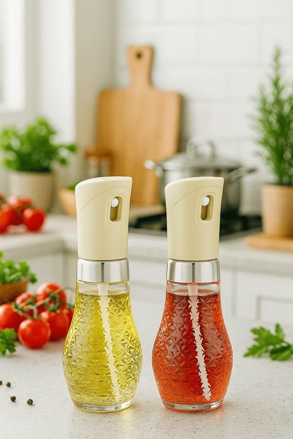 2'li Set Cam Sprey Yağdanlık - Airfryer, Izgara, Fritöz, Salata, Yemek Püskürtmeli Yağdanlık - 3066 - Image 1