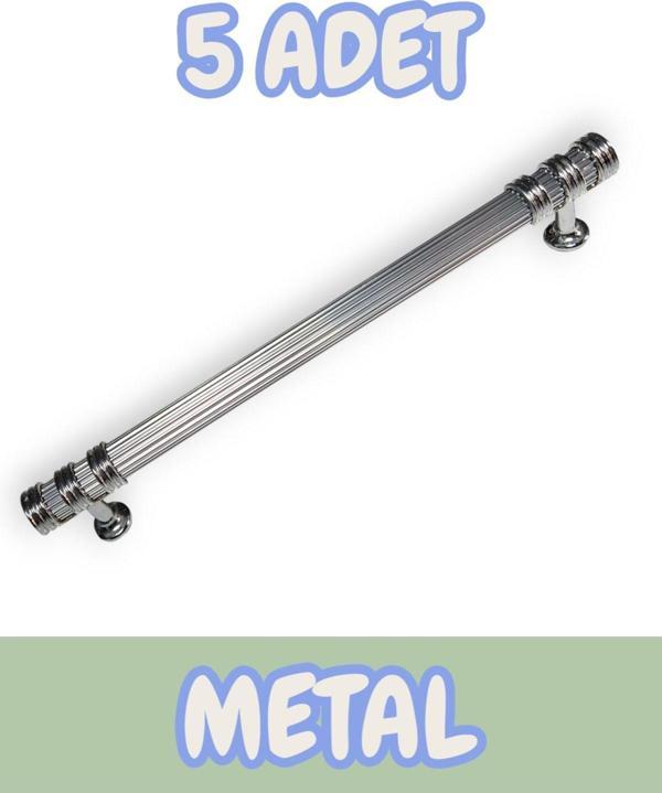 Çizgili Nesli Alüminyum Metal Lüks Modern Mobilya Çekmece Mutfak Dolabı Kulpu Krom (5 Adet) - Image 1