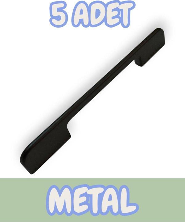 Tiran Alüminyum Metal Lüks Modern Mobilya Çekmece Mutfak Dolabı Kulpu Siyah 160mm (5 Adet) - Image 1