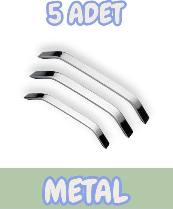 Eko Şahin Alüminyum Metal Lüks Modern Mobilya Çekmece Mutfak Dolabı Kulpu Krom (5 Adet) - Image 1