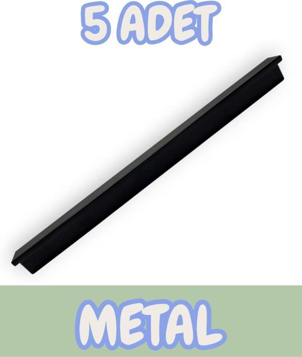 Fulya Alüminyum Metal Lüks Modern Mobilya Çekmece Mutfak Dolabı Kulpu Siyah (5 Adet) - Image 1