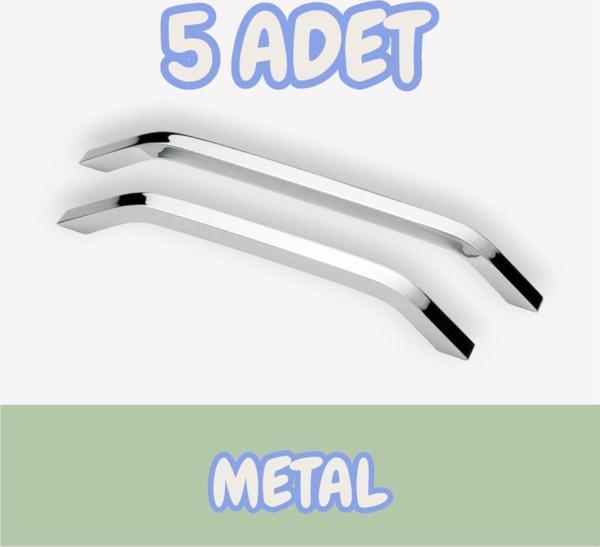 İdil Alüminyum Metal Lüks Modern Mobilya Çekmece Mutfak Dolabı Kulpu Krom (5 Adet) - Image 1