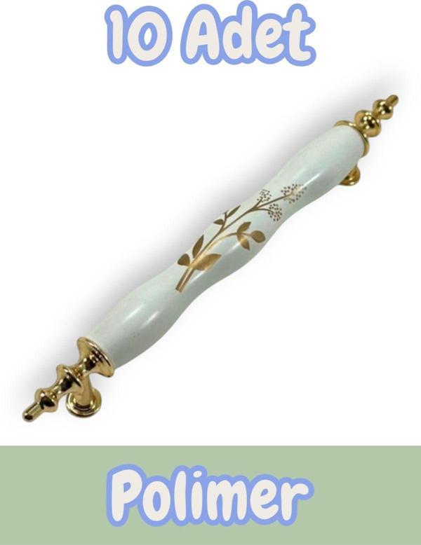 Polimer Zeytindalı Kulp Lüks Modern Mobilya Çekmece Vestiyer Mutfak Dolabı Kulpu 128mm (10 Adet) - Image 1