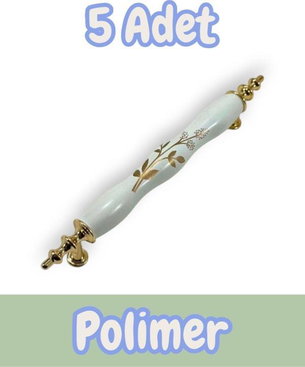 Polimer Zeytindalı Kulp Lüks Modern Mobilya Çekmece Vestiyer Mutfak Dolabı Kulpu 128mm (5 Adet) - Image 1