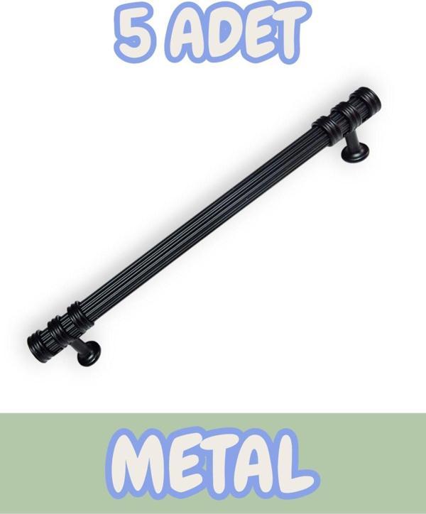 Çizgili Nesli Alüminyum Metal Lüks Modern Mobilya Çekmece Mutfak Dolabı Kulpu Siyah (5 Adet) - Image 1