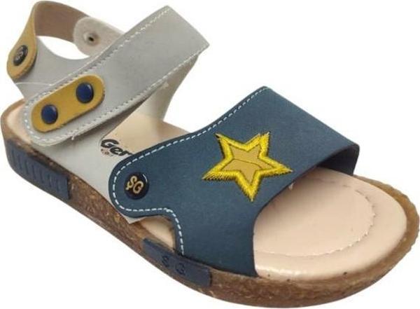 Şirinbebe 1707-20 Anatomik Yıldız Desen Cirtli Erkek Çocuk Sandalet Lacivert Gri 26-30 - Image 1
