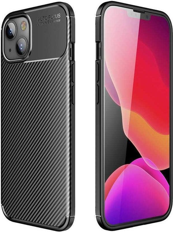 iPhone 13/14 Uyumlu Kamera Korumalı Darbe Önleyici Carbon Brushed Silikon Kılıf - Image 1