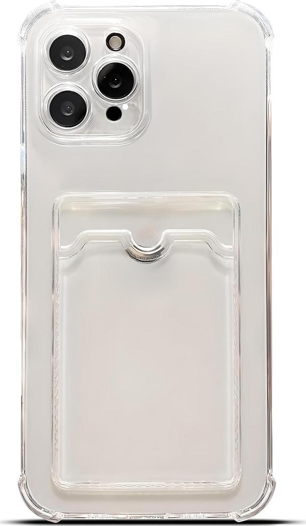 iPhone 14 Pro Uyumlu Kamera Korumalı Kartlıklı Köşeleri Airbag Tasarımlı Darbe Önleyici Şeffaf Silikon Kılıf - Image 1