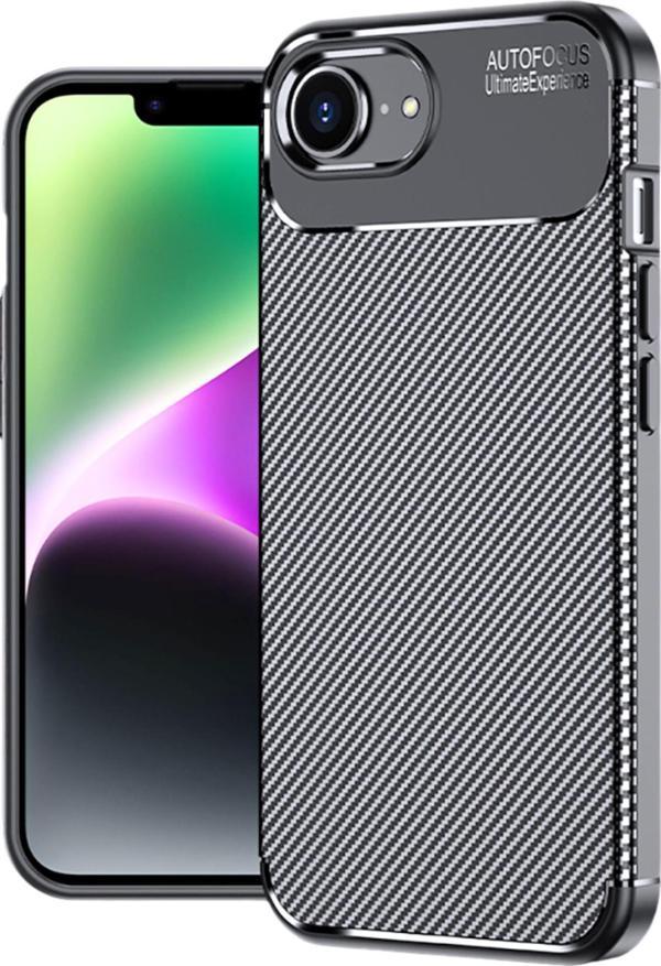 iPhone 16e Uyumlu Kamera Korumalı Darbe Önleyici Carbon Brushed Silikon Kılıf - Image 1